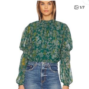 Free People Women's Clarissa Top in Green Floral